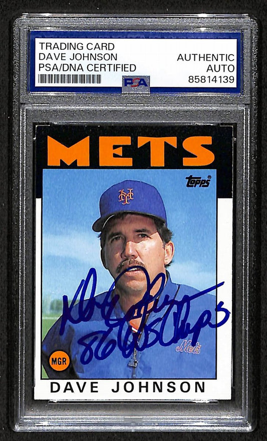 Dave Johnson 1986 Topps Card #501 Signed & Insc "86 WS Champs" PSA/DNA  BA209443