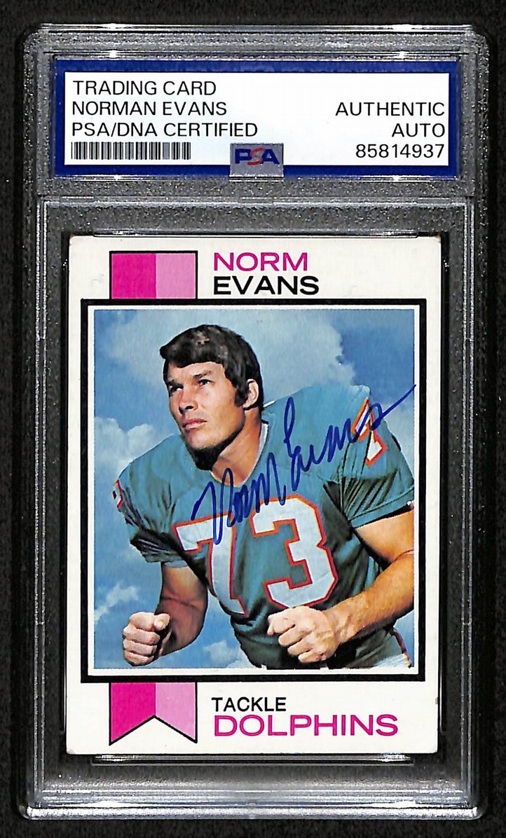 Norman Evans 1973 Topps Card #188 Signed/Autographed PSA/DNA Dolphins BA209446