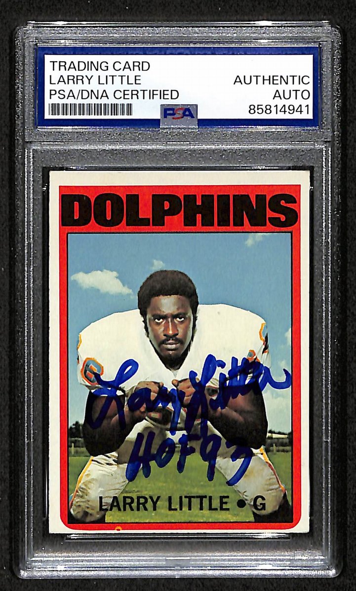 Larry Little HOF 1972 Topps Card #240 Signed/Auto PSA/DNA Dolphins BA209450