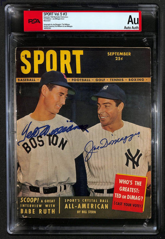 Ted Williams & Joe DiMaggio HOF 1948 SPORT Magazine Signed/Auto PSA  BA209458