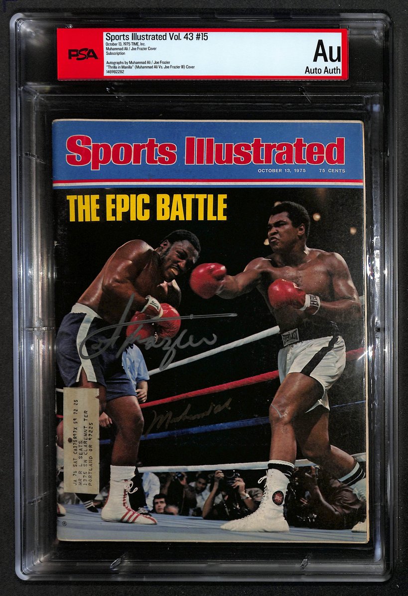 Muhammad Ali & Joe Frazier 1975 Sports Illustrated Magazine Signed PSA  BA209459