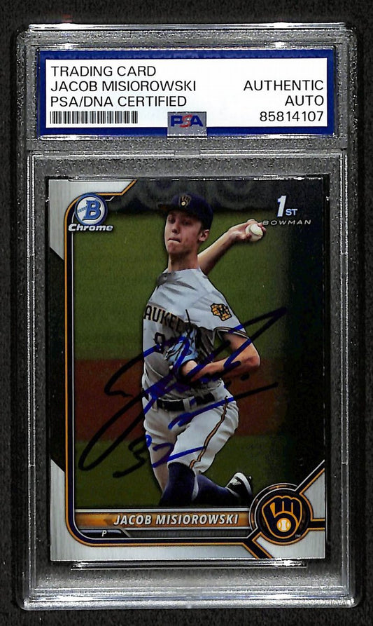 Jacob Misiorowski 2022 Bowman Chrome Draft Card #BDC-132 Signed PSA/DNA BA209402