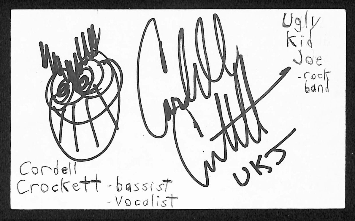 Cordell Crockett Autographed/Signed 3x5 Index Card Ugly Kid Joe JSA BA209464