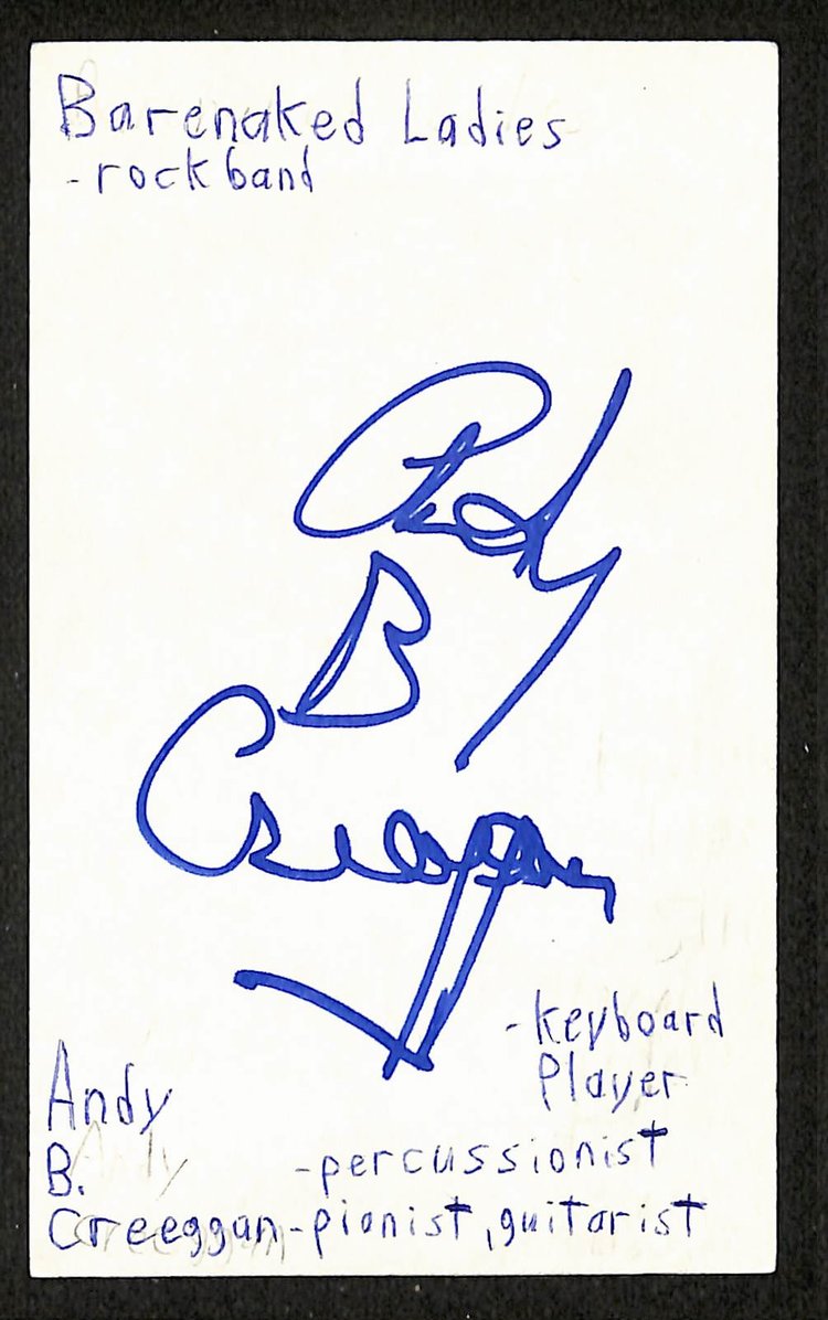 Andy Creeggan Autographed/Signed 3x5 Index Card Barenaked Ladies JSA BA209466