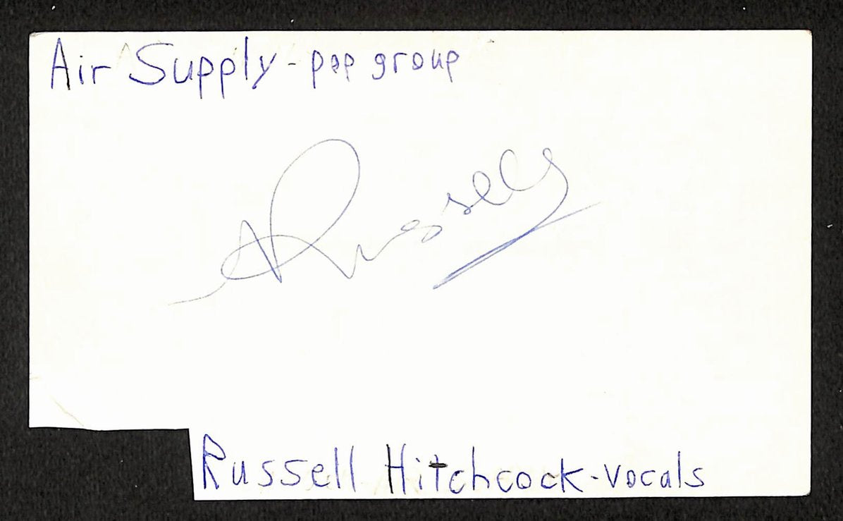 Russell Hitchcock Autographed/Signed 3x5 Index Card Air Supply JSA BA209467