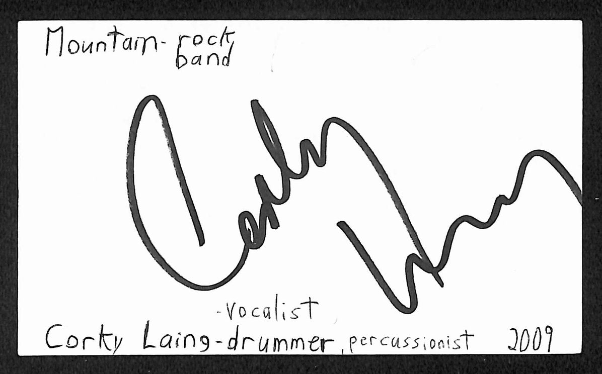Corky Laing Autographed/Signed 3x5 Index Card Musician JSA BA209470