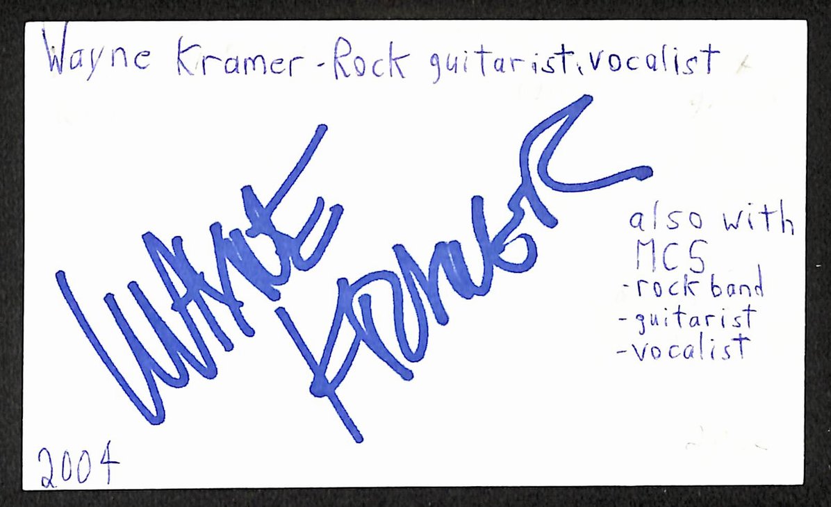 Wayne Kramer Autographed/Signed 3x5 Index Card Musician JSA BA209471