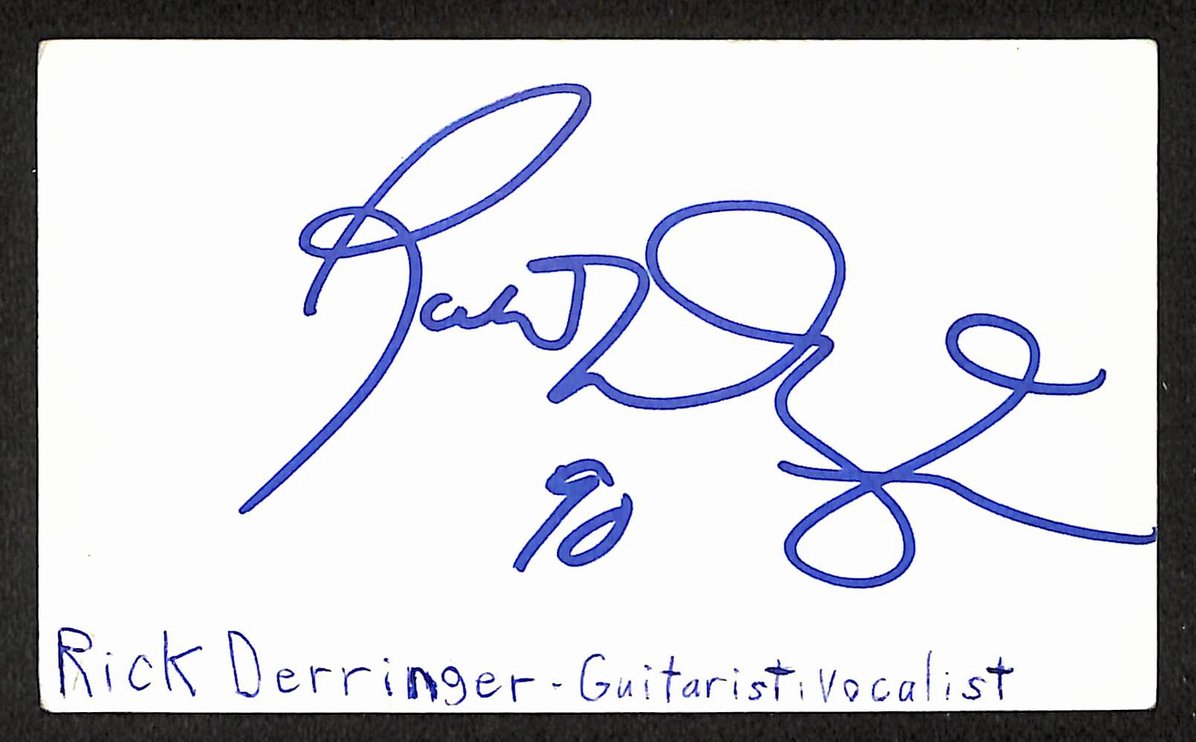 Rick Derringer Autographed/Signed 3x5 Index Card Musician JSA BA209472