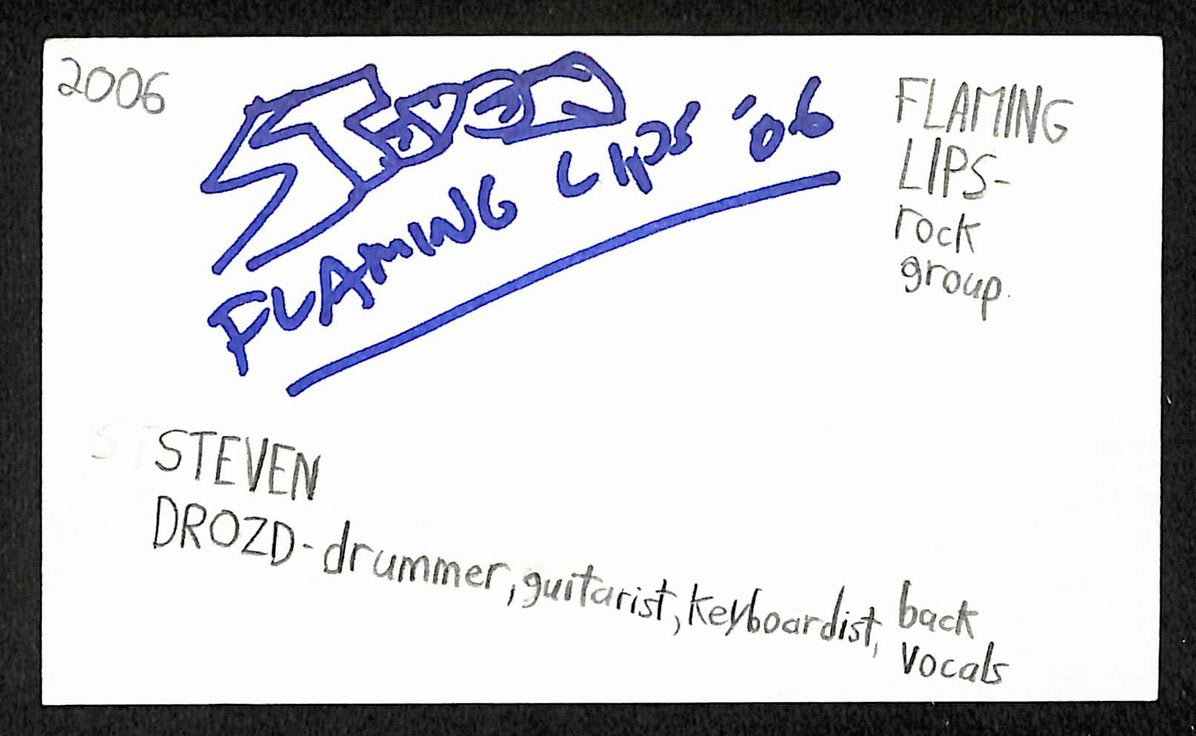 Steven Drozd Autographed/Signed 3x5 Index Card Musician JSA BA209473