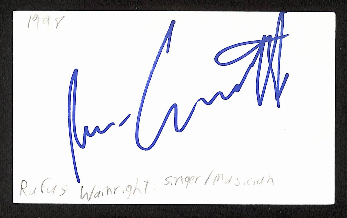 Rufus Wainwright Autographed/Signed 3x5 Index Card Musician JSA BA209483