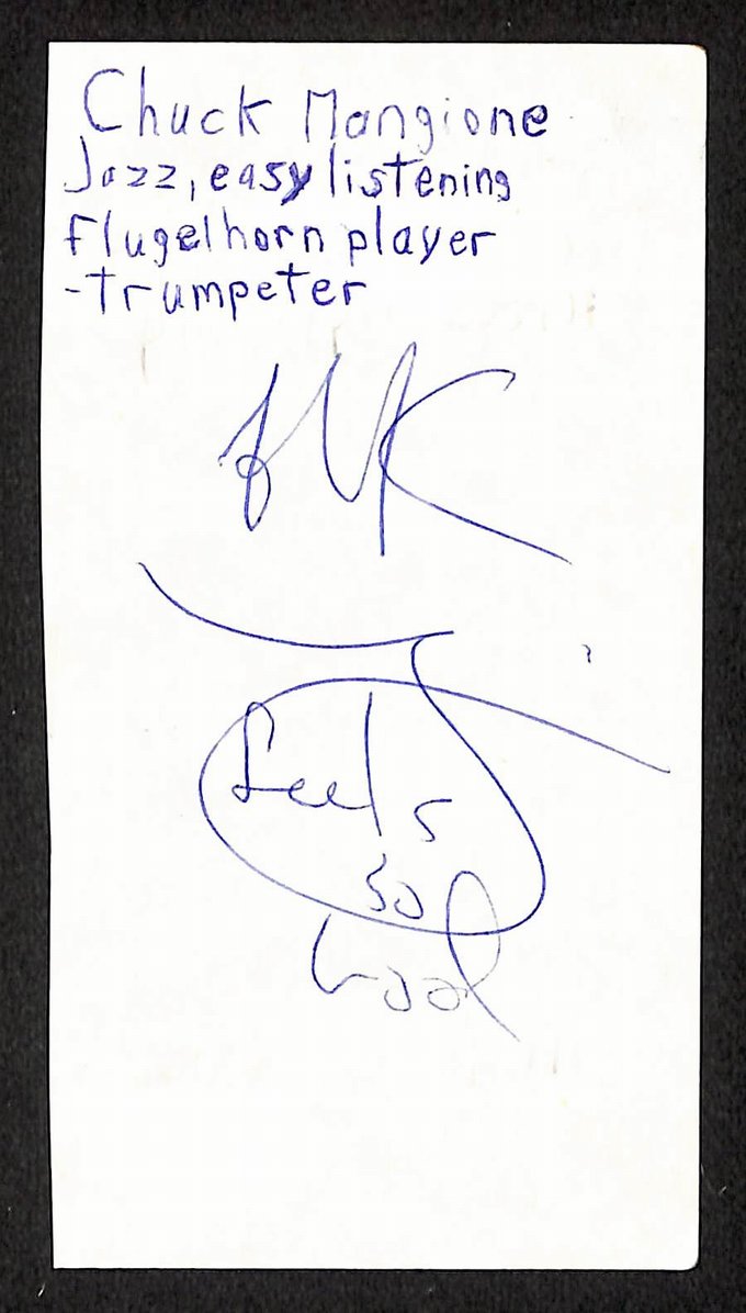 Chuck Mangione Autographed/Signed 3x5 Index Card Musician JSA BA209484