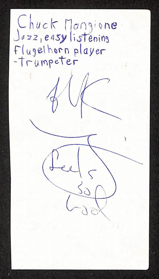 Chuck Mangione Autographed/Signed 3x5 Index Card Musician JSA BA209484