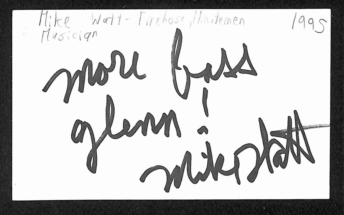 Mike Watt Autographed/Signed 3x5 Index Card Musician JSA BA209485