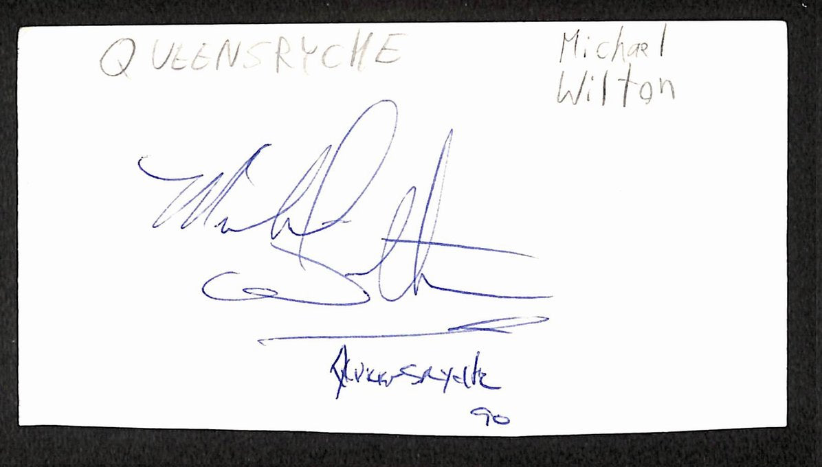 Michael Wilton Autographed/Signed 3x5 Index Card Queensryche JSA BA209488