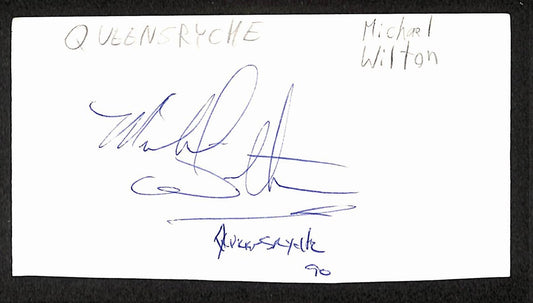 Michael Wilton Autographed/Signed 3x5 Index Card Queensryche JSA BA209488