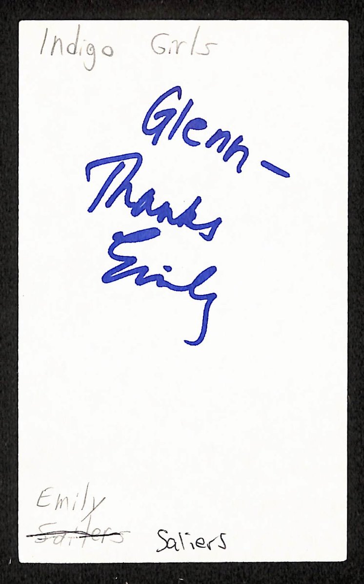 Emily Saliers Autographed/Signed 3x5 Index Card Indigo Girls JSA BA209495