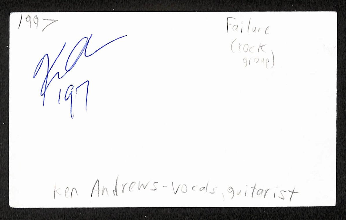 Ken Andrews Autographed/Signed 3x5 Index Card Musician JSA BA209498