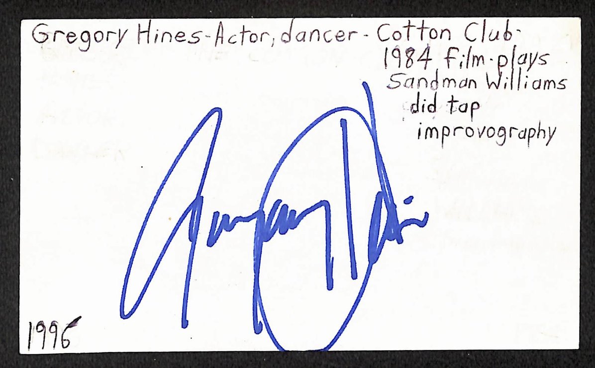 Gregory Hines Autographed/Signed 3x5 Index Card Dancer Actor JSA BA209500