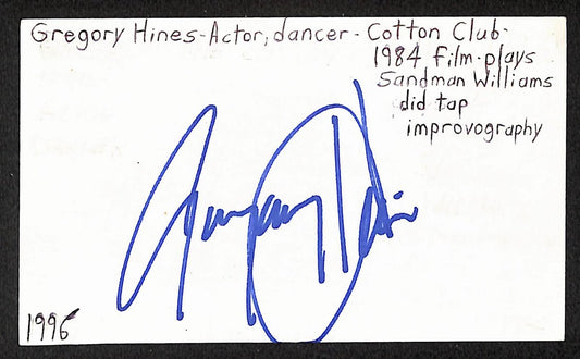 Gregory Hines Autographed/Signed 3x5 Index Card Dancer Actor JSA BA209500