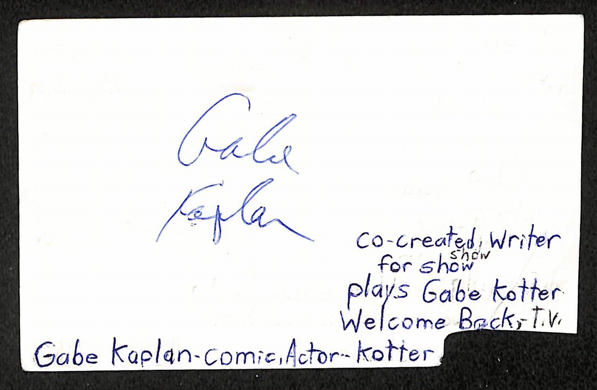 Gabe Kaplan Autographed/Signed 3x5 Index Card Welcome Back, Kotter. JSA BA209502
