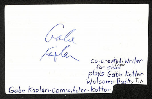 Gabe Kaplan Autographed/Signed 3x5 Index Card Welcome Back, Kotter. JSA BA209502