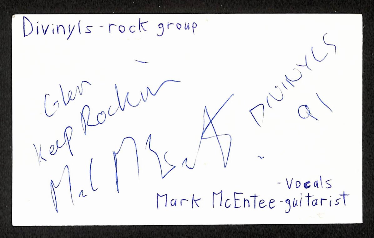 Mark McEntee Autographed/Signed 3x5 Index Card Musician JSA BA209507