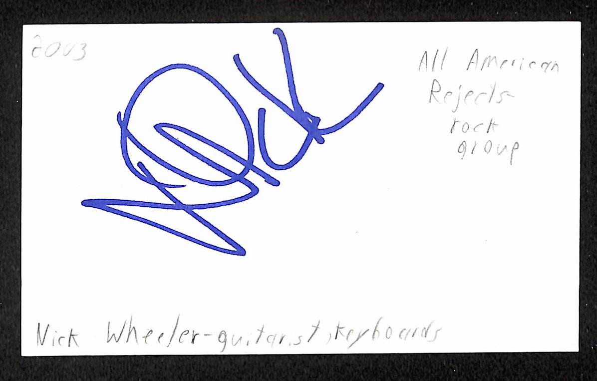 Nick Wheeler Autographed/Signed 3x5 Index Card All-American Rejects JSA BA209509