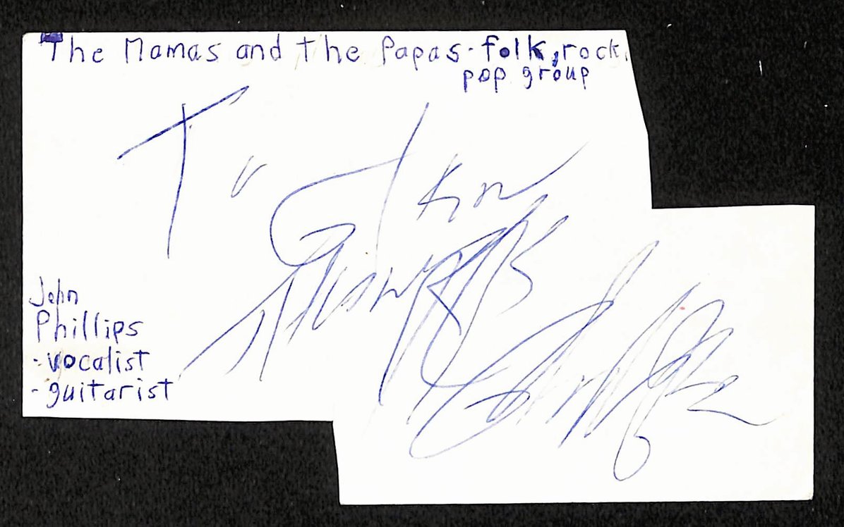 John Phillips Autographed/Signed 3x5 Index Card Mamas & the Papas JSA BA209510