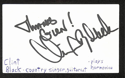 Clint Black Autographed/Signed 3x5 Index Card Country Singer JSA BA209515