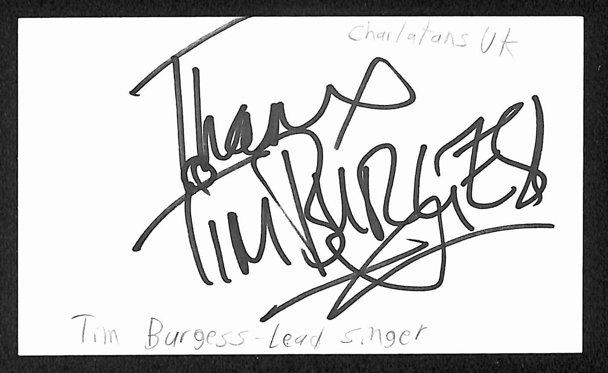 Tim Burgess Autographed/Signed 3x5 Index Card The Charlatans JSA BA209516