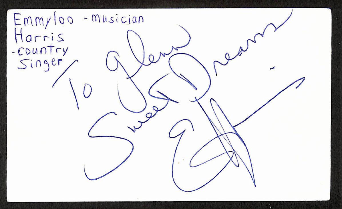 Emmylou Harris Autographed/Signed 3x5 Index Card Musician JSA BA209518