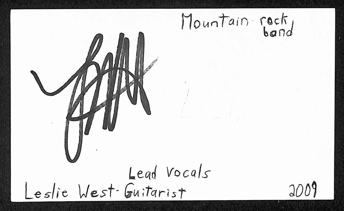 Leslie West Autographed/Signed 3x5 Index Card Musician JSA BA209519