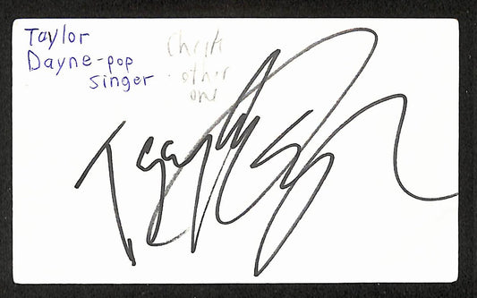 Taylor Dayne Autographed/Signed 3x5 Index Card 80s Pop Singer JSA BA209520