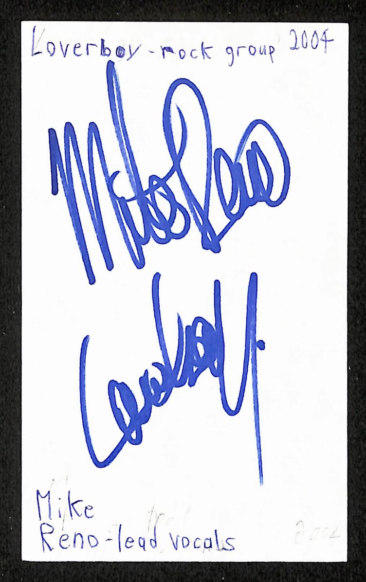 Mike Reno Autographed/Signed 3x5 Index Card Loverboy JSA BA209523