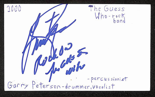 Garry Peterson Autographed/Signed 3x5 Index Card The Guess Who JSA BA209525
