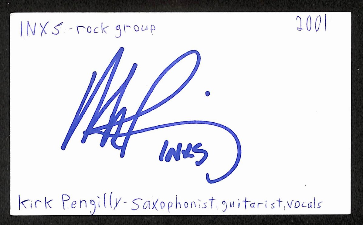 Kirk Pengilly Autographed/Signed 3x5 Index Card INXS JSA BA209527