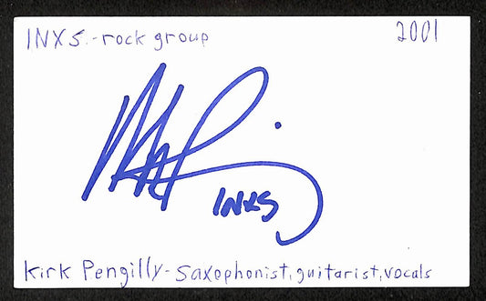 Kirk Pengilly Autographed/Signed 3x5 Index Card INXS JSA BA209527
