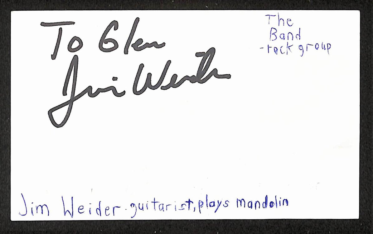 Jim Weider Autographed/Signed 3x5 Index Card Guitarist JSA BA209528
