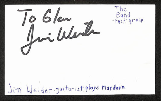 Jim Weider Autographed/Signed 3x5 Index Card Guitarist JSA BA209528