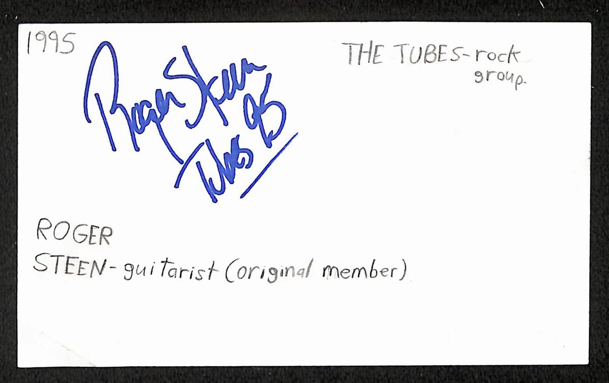 Roger Steen Autographed/Signed 3x5 Index Card The Tubes JSA BA209531