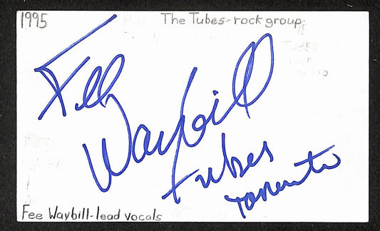Fee Waybill Autographed/Signed 3x5 Index Card The Tubes JSA BA209532