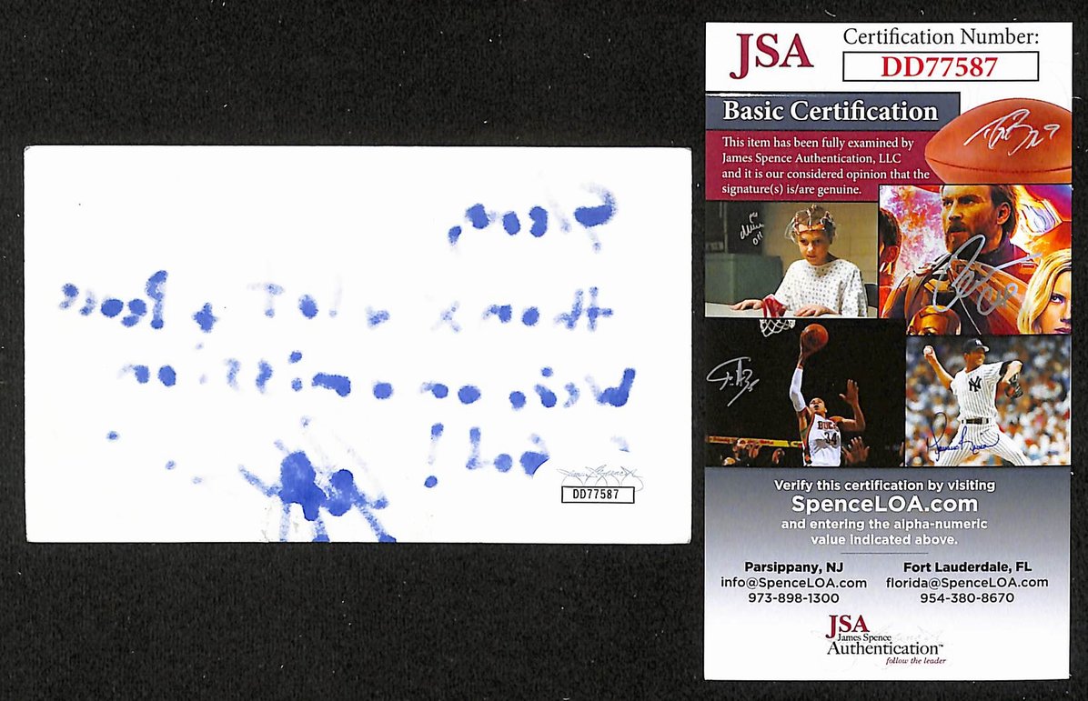 John Popper Autographed/Signed 3x5 Index Card Blues Traveler JSA BA209533