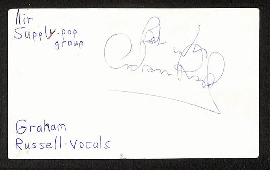 Graham Russell Autographed/Signed 3x5 Index Card Air Supply JSA BA209539