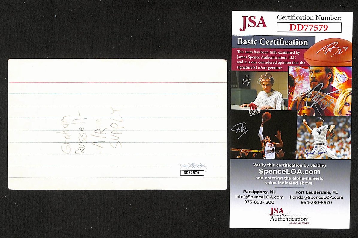 Graham Russell Autographed/Signed 3x5 Index Card Air Supply JSA BA209539
