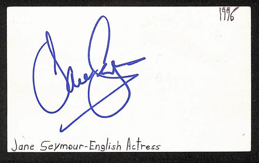 Jane Seymour Autographed/Signed 3x5 Index Card Actress JSA BA209540