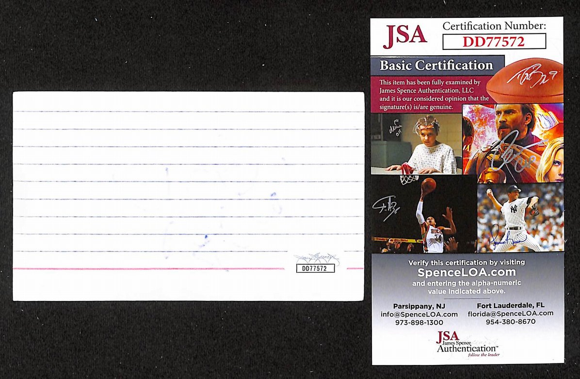Kelly Lynch Autographed/Signed 3x5 Index Card Actress JSA BA209541