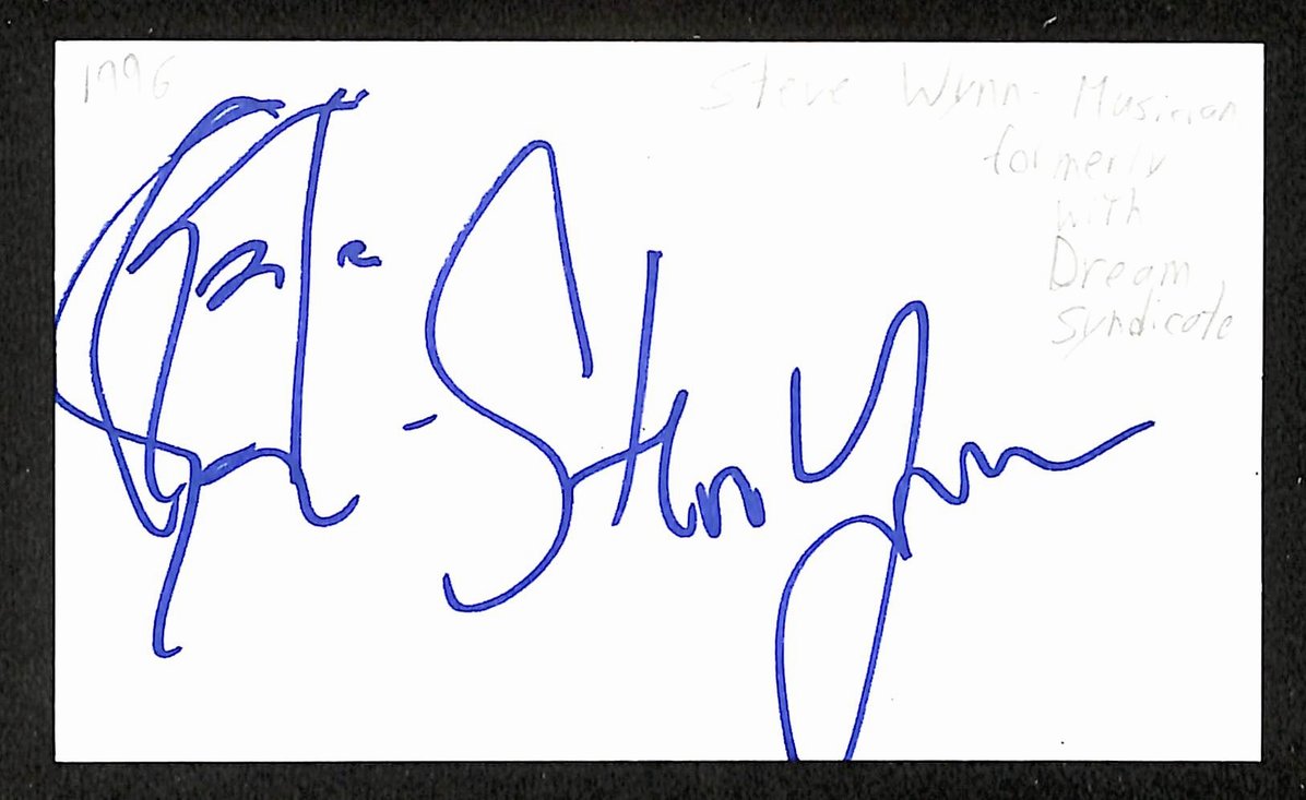 Steve Wynn Autographed/Signed 3x5 Index Card Musician JSA BA209544