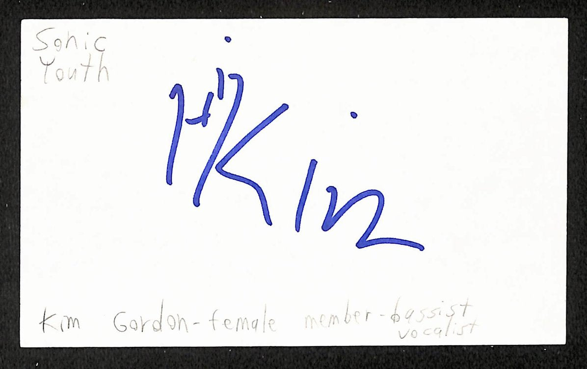 Kim Gordon Autographed/Signed 3x5 Index Card Sonic Youth JSA BA209546