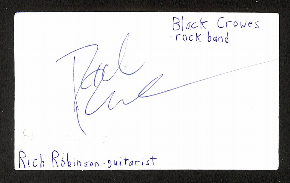 Rich Robinson Autographed/Signed 3x5 Index Card Black Crowes JSA BA209549