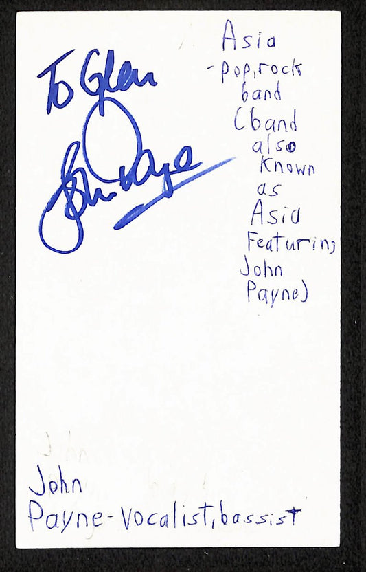 John Payne Autographed/Signed 3x5 Index Card Actor JSA BA209550